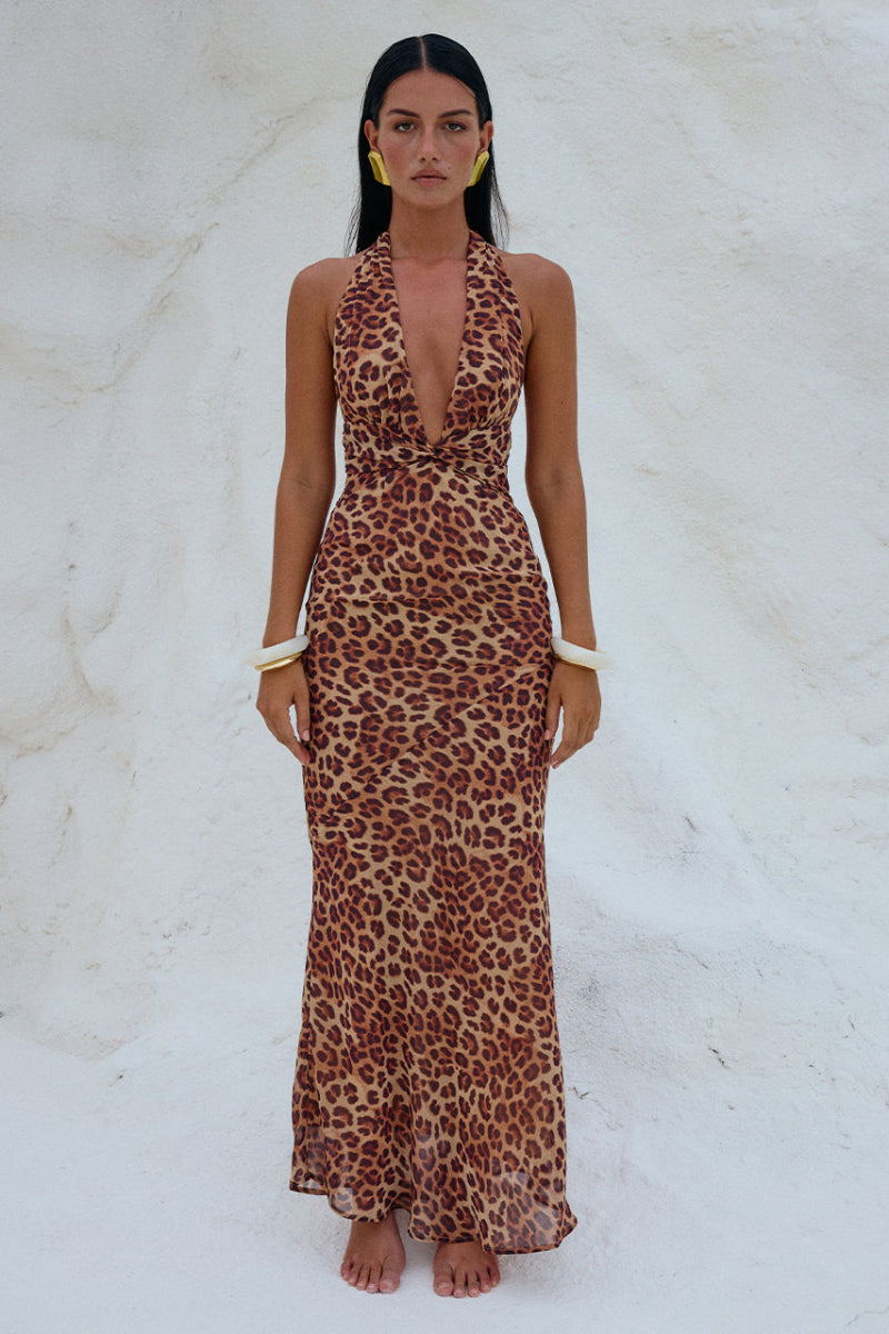 Tenaya Maxi Dress in Leopard Print