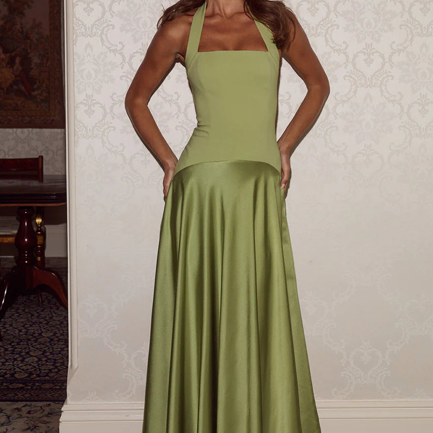 Odina Square Neck Maxi Dress in Palm by Runaway The Label | Winsome Girl