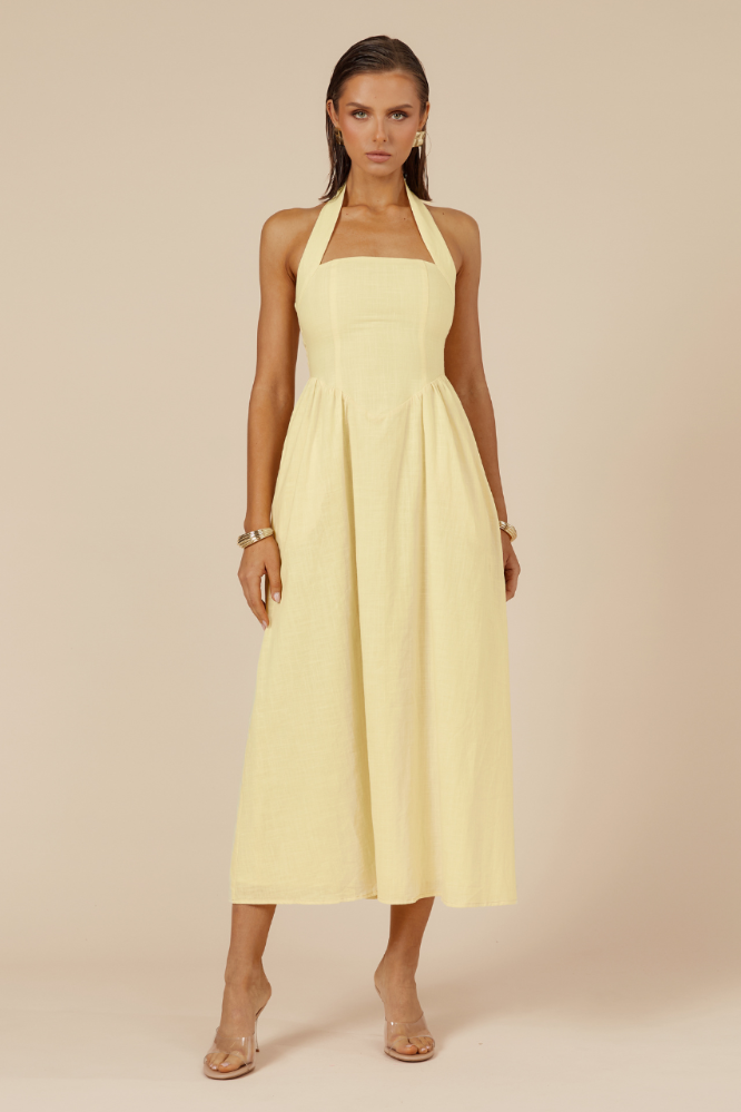 Locklea Midi Dress in Lemon
