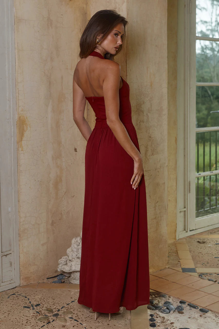 Abigail Square Neck Maxi Dress in Cherry