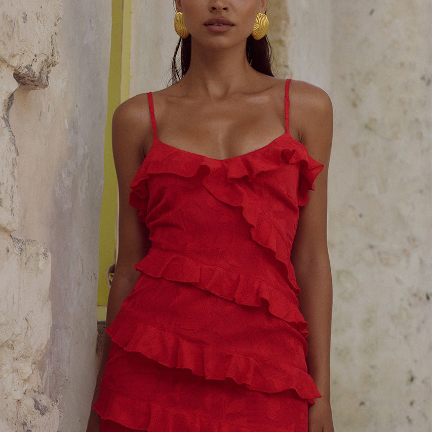 Aisha Mini Dress in Red