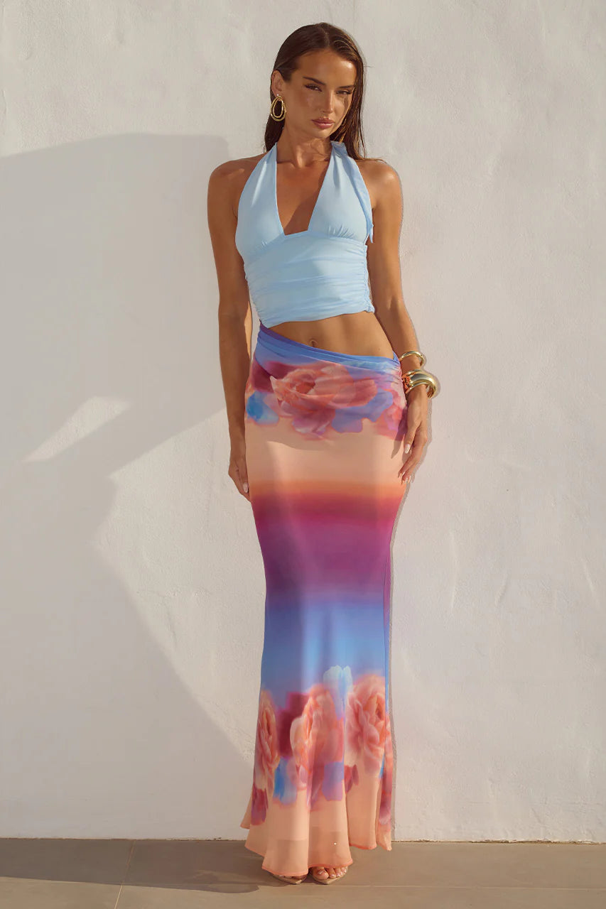 Runaway The Label - Alexis Halter Cut Out Maxi Dress in Nadia Pink Ombre