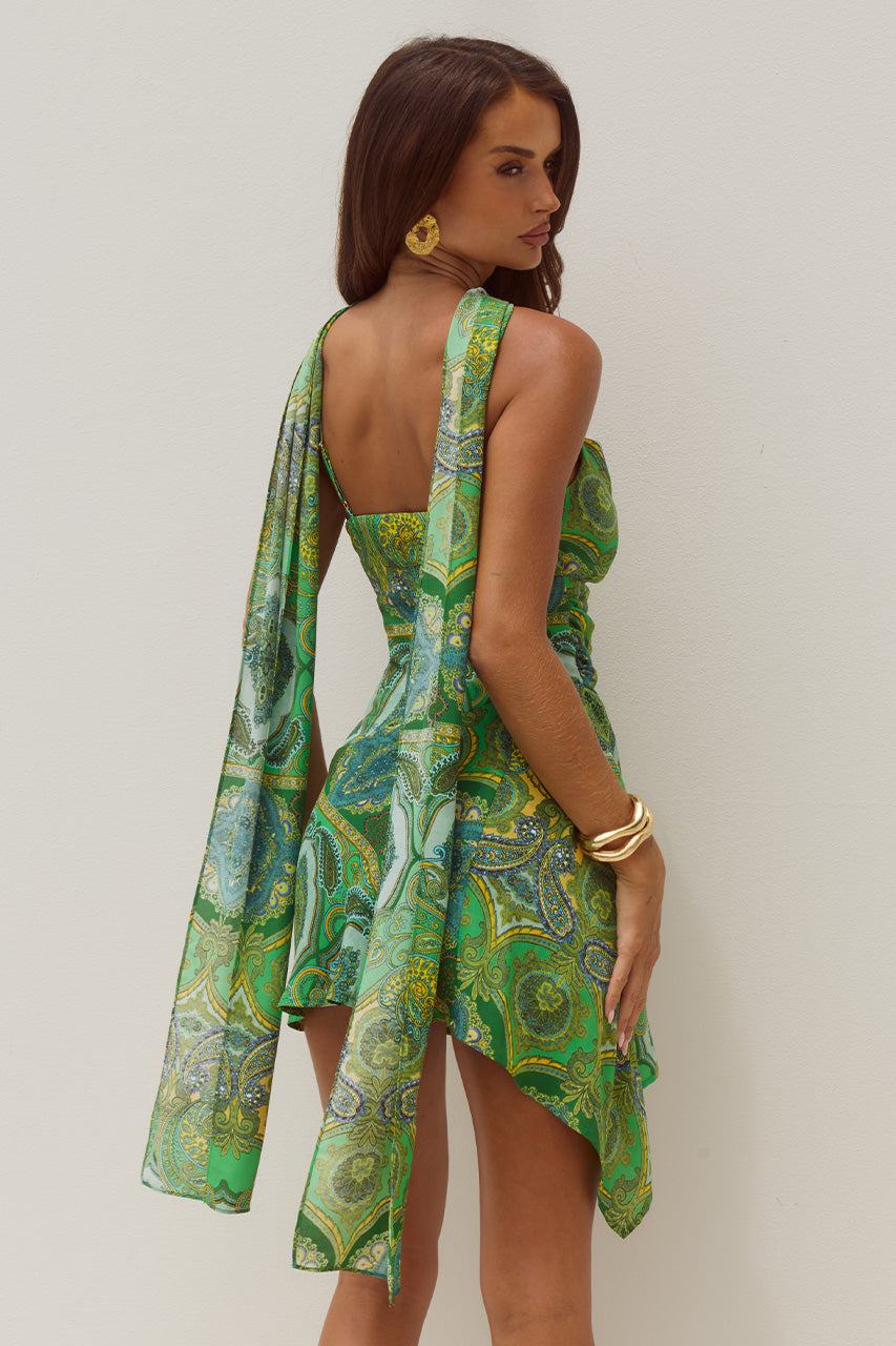 Alora Scoop Neck Mini Dress in Indiana Green by Runaway The Label | Winsome Girl Fashion