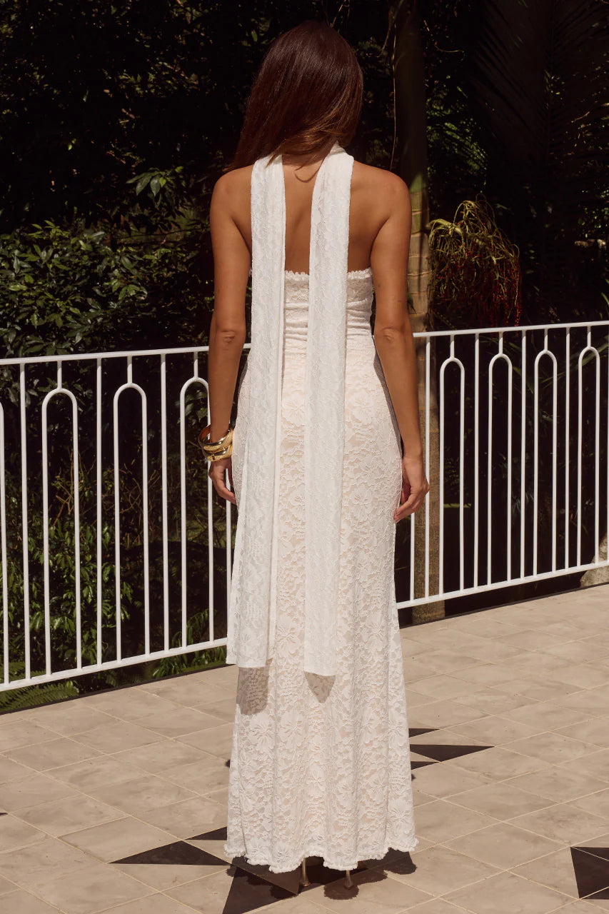 Runaway The Label - Amana Strapless Scarf Maxi Dress in White