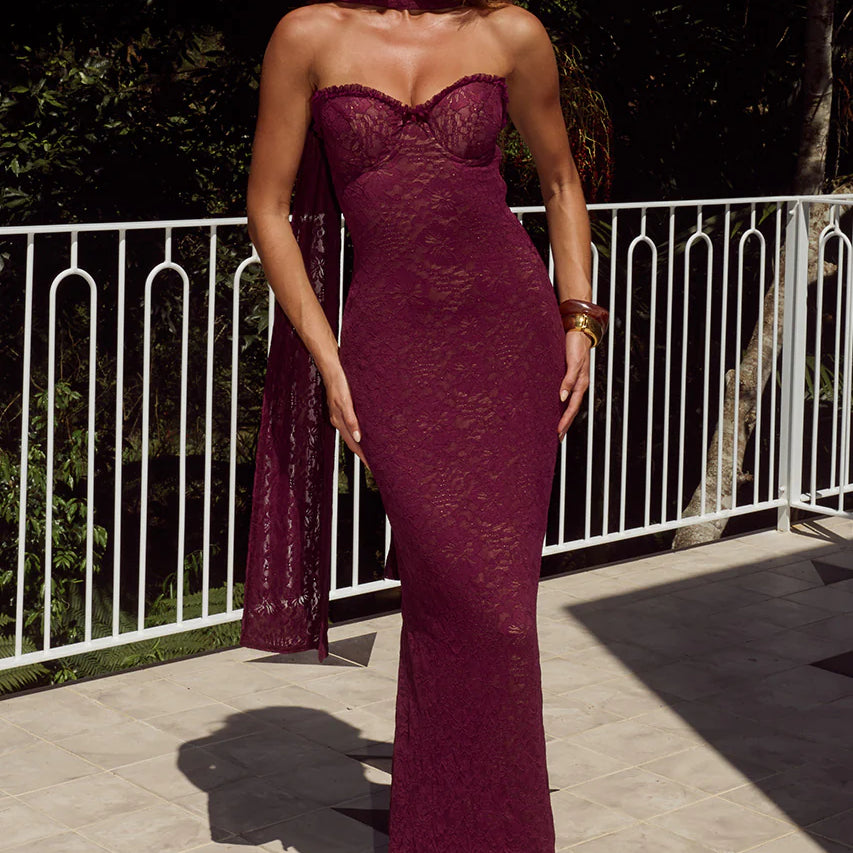 Amana Strapless Scarf Maxi Dress by Runaway The Label | Winsome Girl Fashion