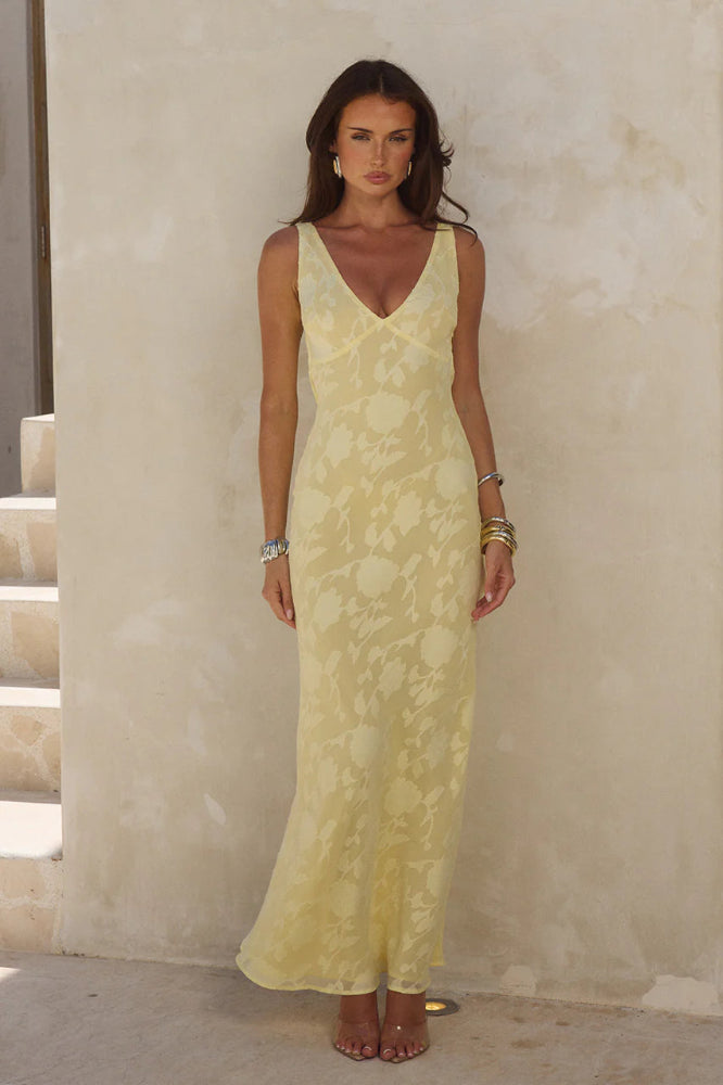 Amarna Maxi Dress in Lemon