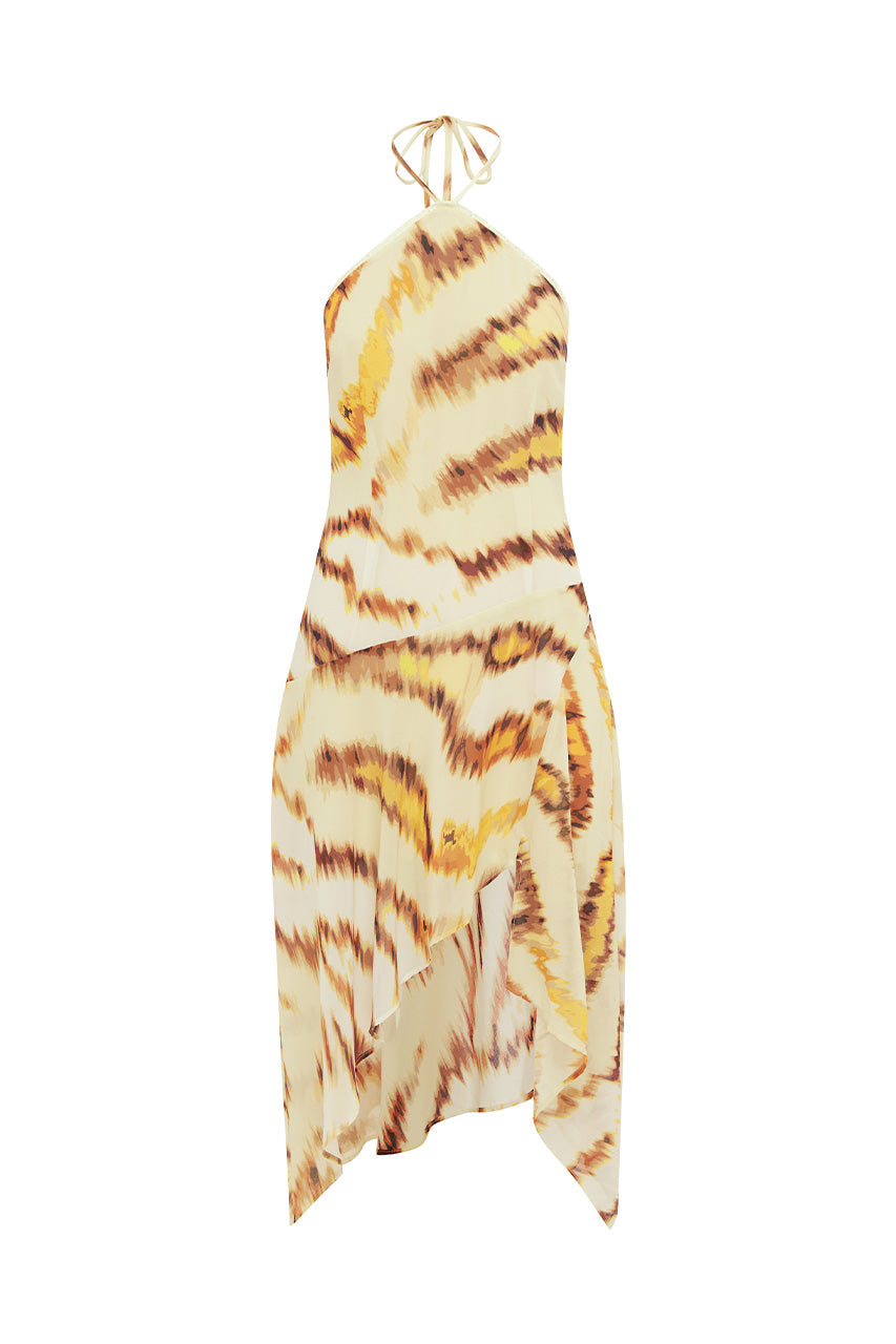 Angeline Handkerchief Mini Dress in Camellia Beige by Runaway The Label | Winsome Girl Fashion