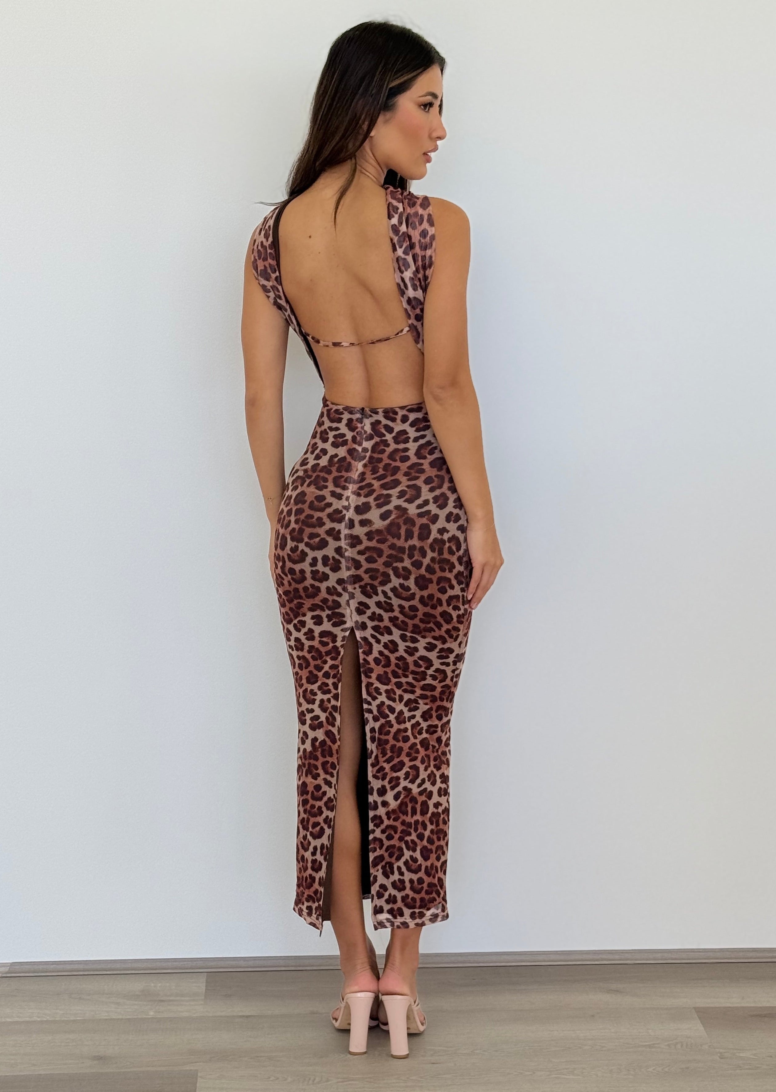 Antonie Midi Dress in Leopard Print