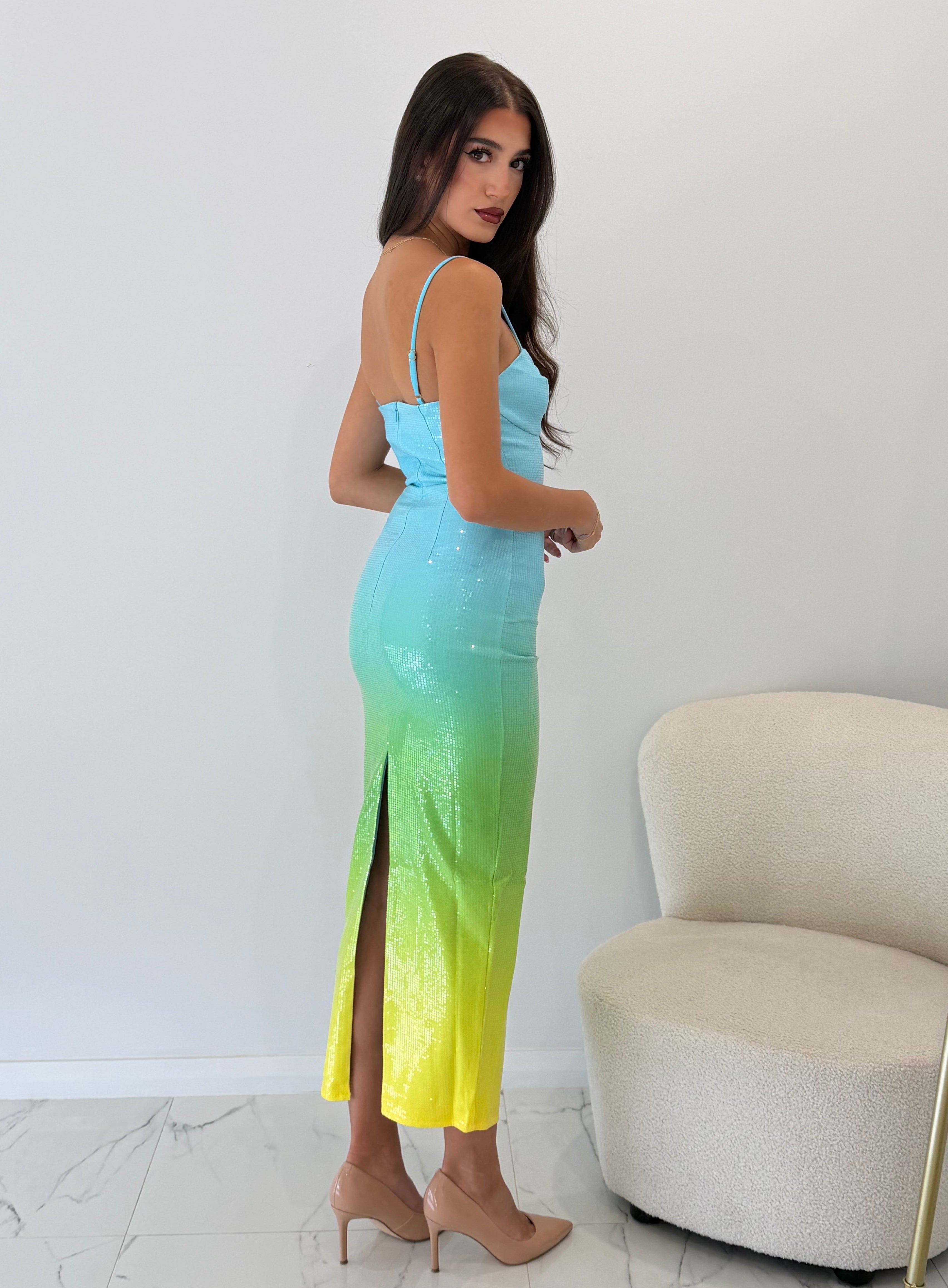 Benito Midi Dress in Blue Ombre