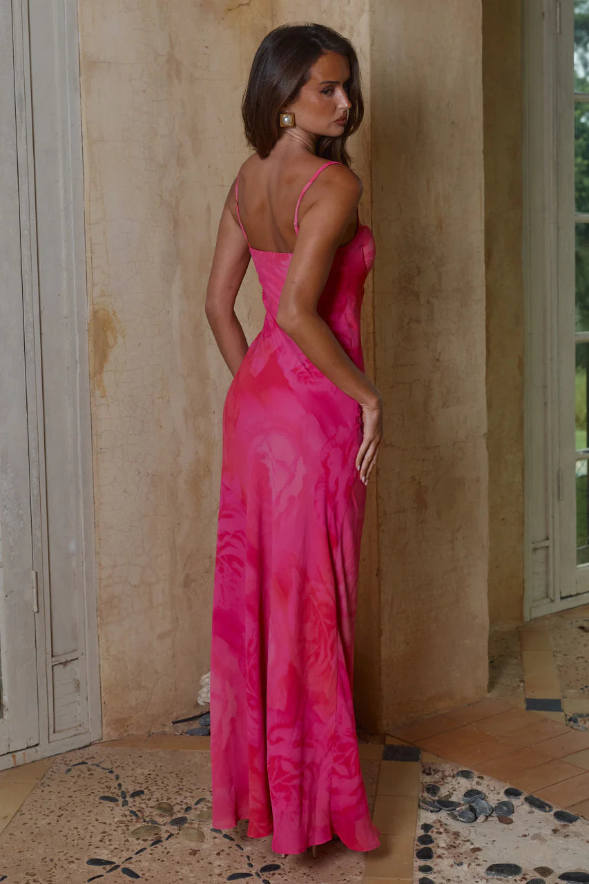 Charlotte Bustier Slip Maxi Dress in Rosalita Pink