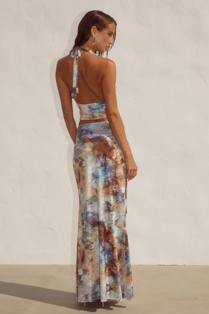 Runaway The Label - Lotus Cowl Halter Top in Zarla Choc