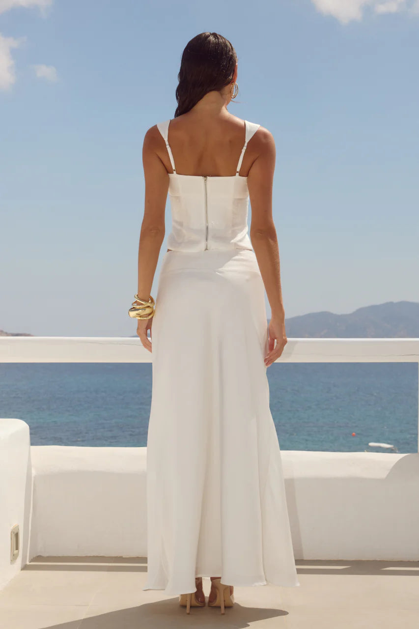 Runaway The Label - Medina Ruched Sequin Top in Off White