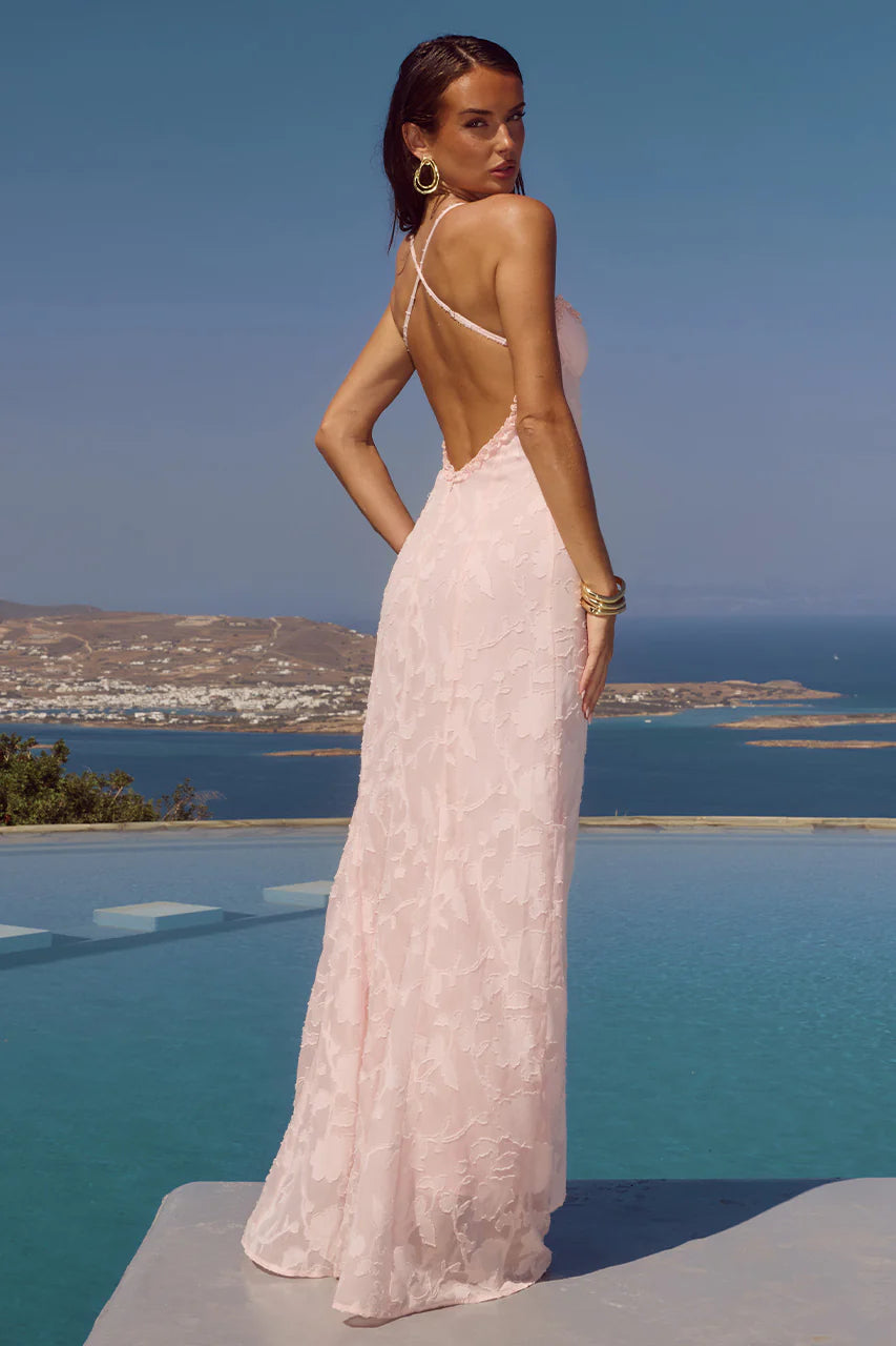 Runaway The Label - Ellerby Frill Trim Maxi Dress in Musk
