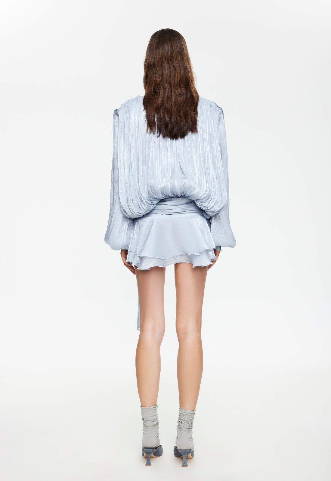 Elements Mini Dress Boat Neckline Detail in Baby Blue | Winsome Girl Fashion