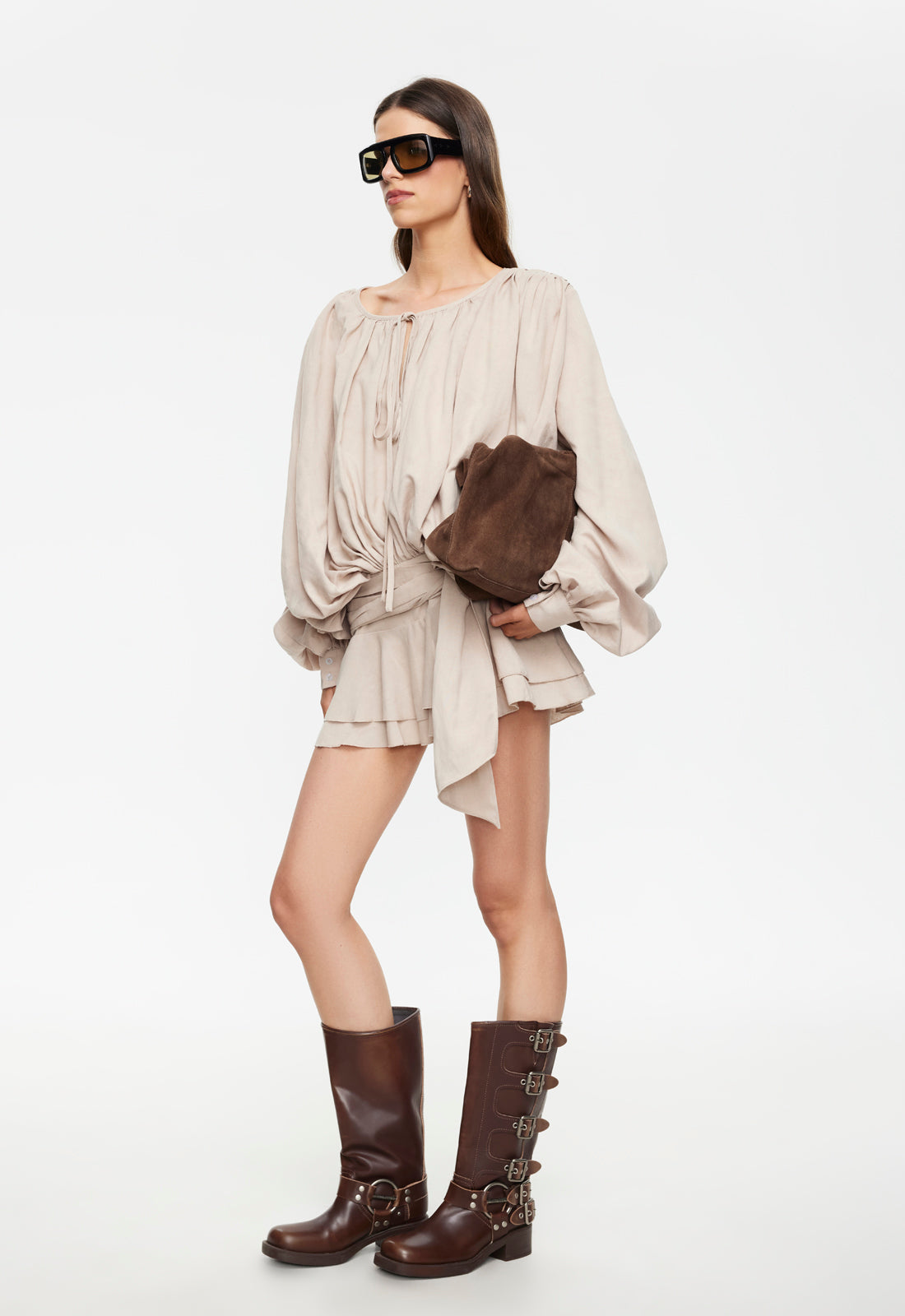 Elements Mini Dress in Beige
