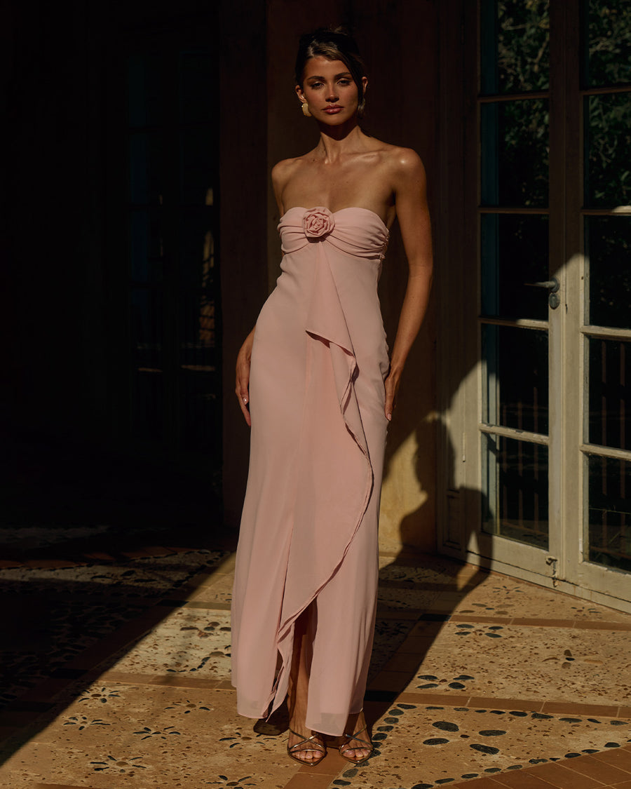 Runaway The Label Fiora Maxi Dress Pink Strapless Neckline | Winsome Girl Fashion