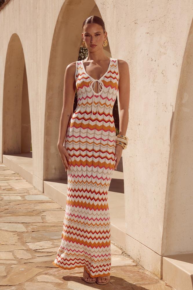 Andrea Maxi Dress in Orange Multi