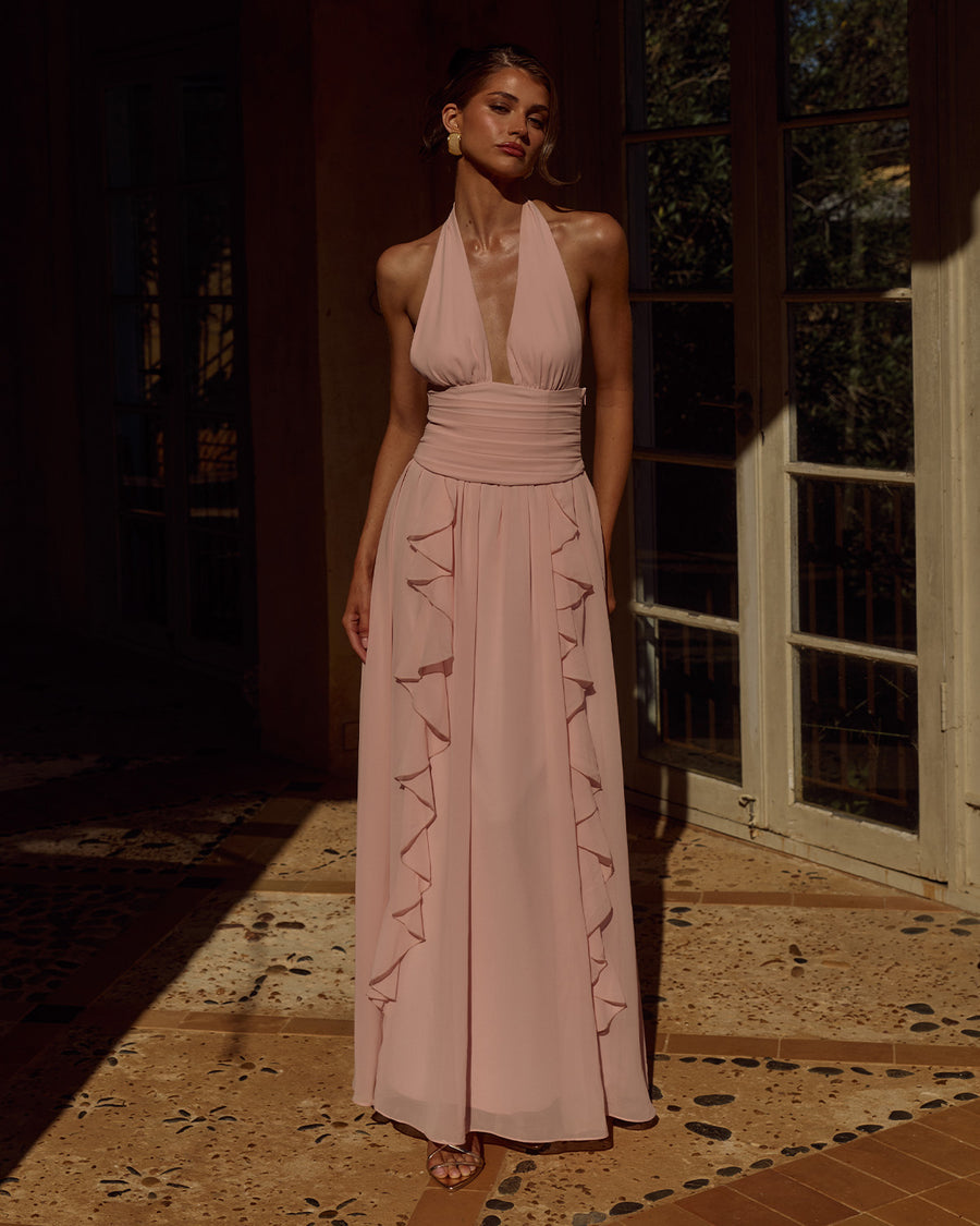 Runaway The Label Isolina Maxi Dress Pink Halter Neckline | Winsome Girl Fashion