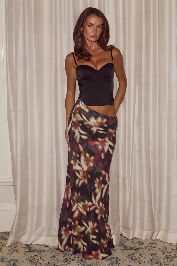 Jacinta Bustier Cut Out Maxi Dress in Harlow Black