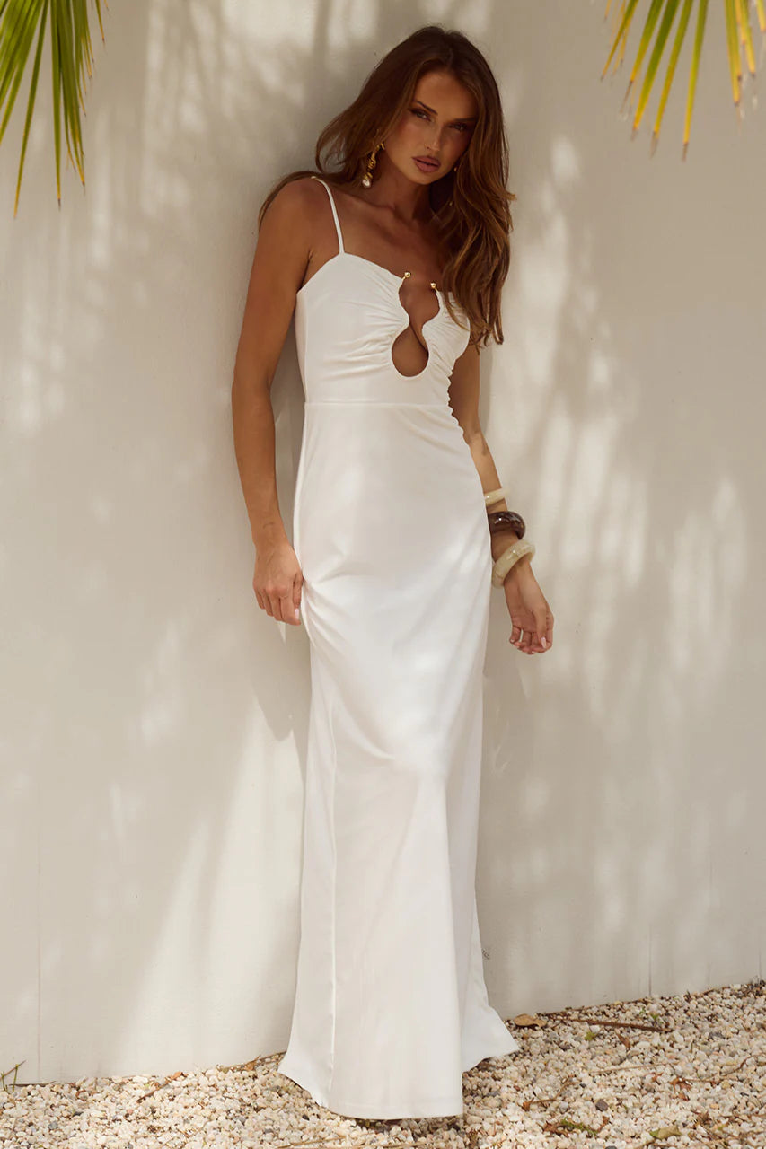Kalena Plunge Maxi Dress in White