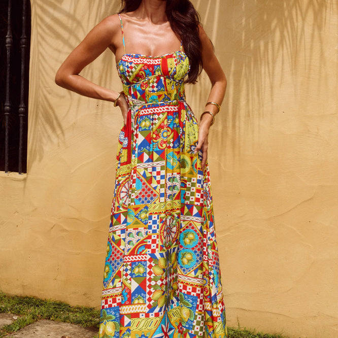 Kelani Luxe Midi Dress in Phaedra Print