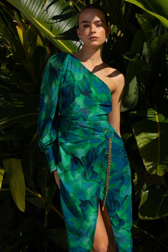 Kana Midi Dress in Calista Green