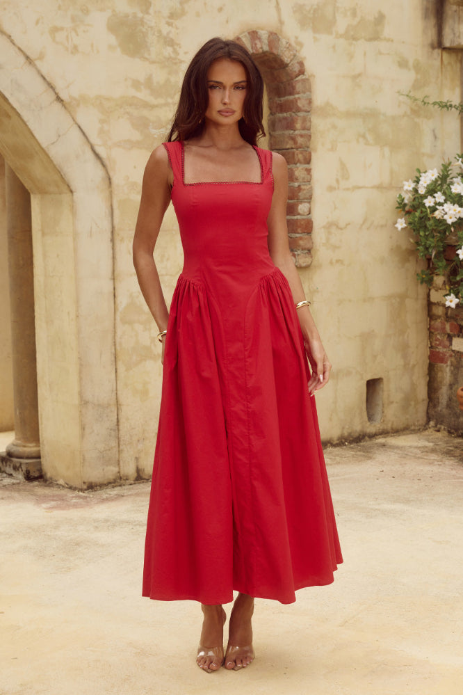 Lani Midi Dress in Red