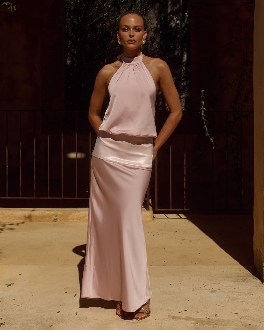 Runaway The Label Liliette Maxi Dress Pink Halter Neckline | Winsome Girl Fashion