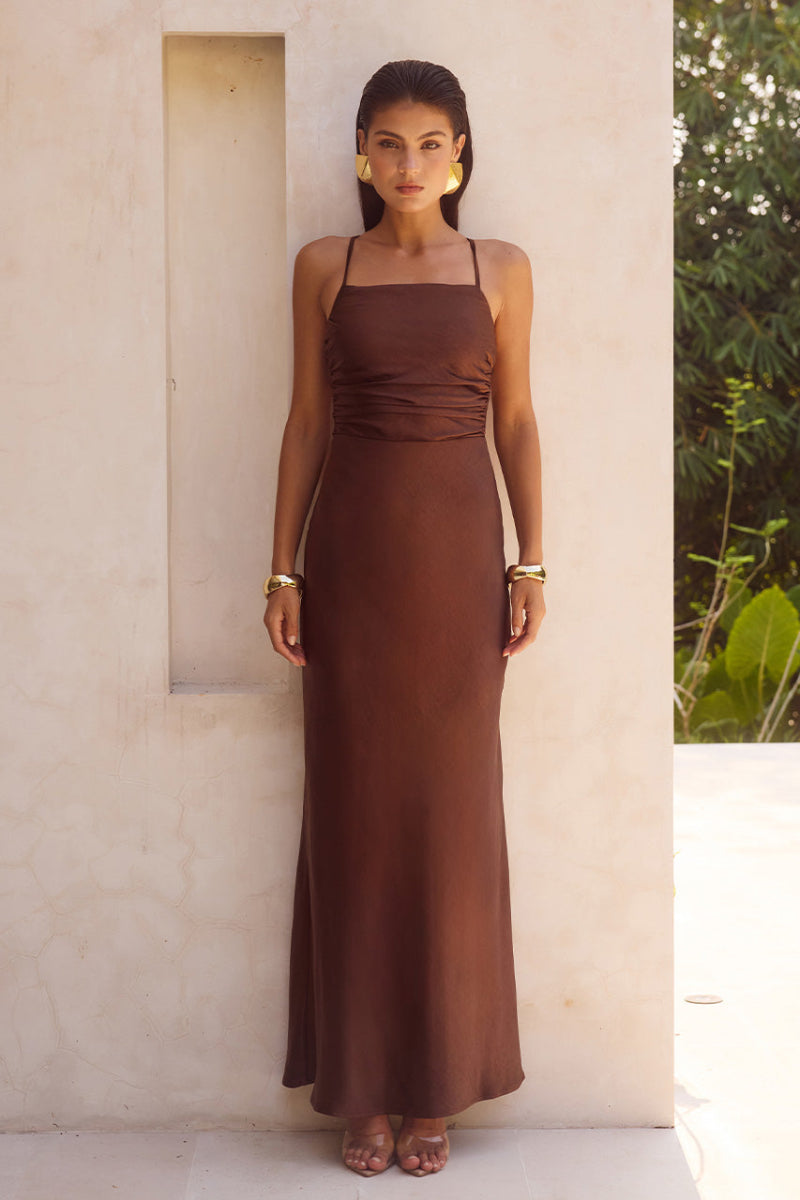 Lucienne Maxi Dress in Chocolate