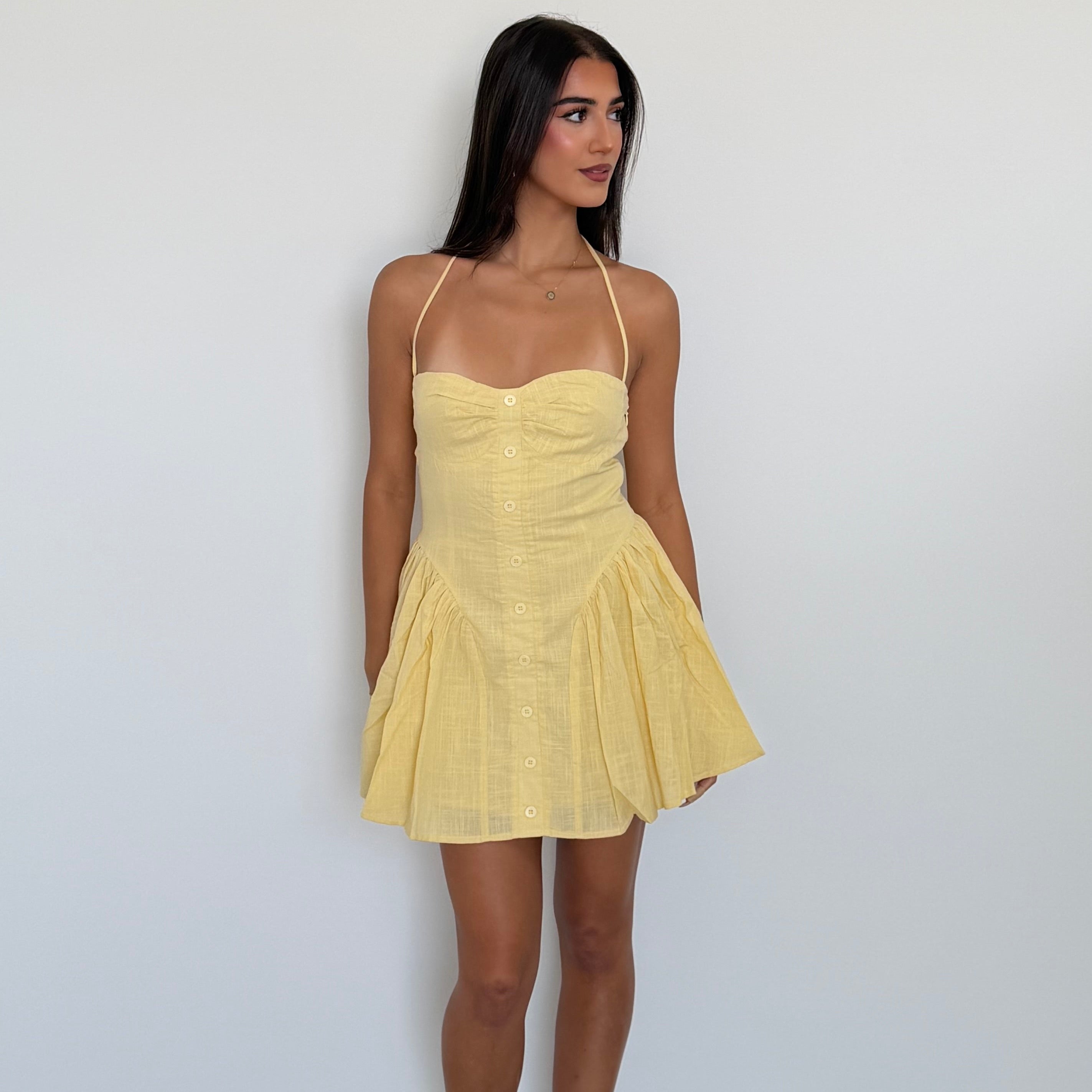 Limoni Mini Dress in Lemon