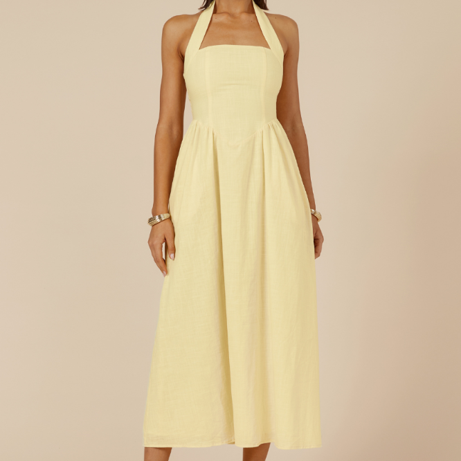 Locklea Midi Dress in Lemon