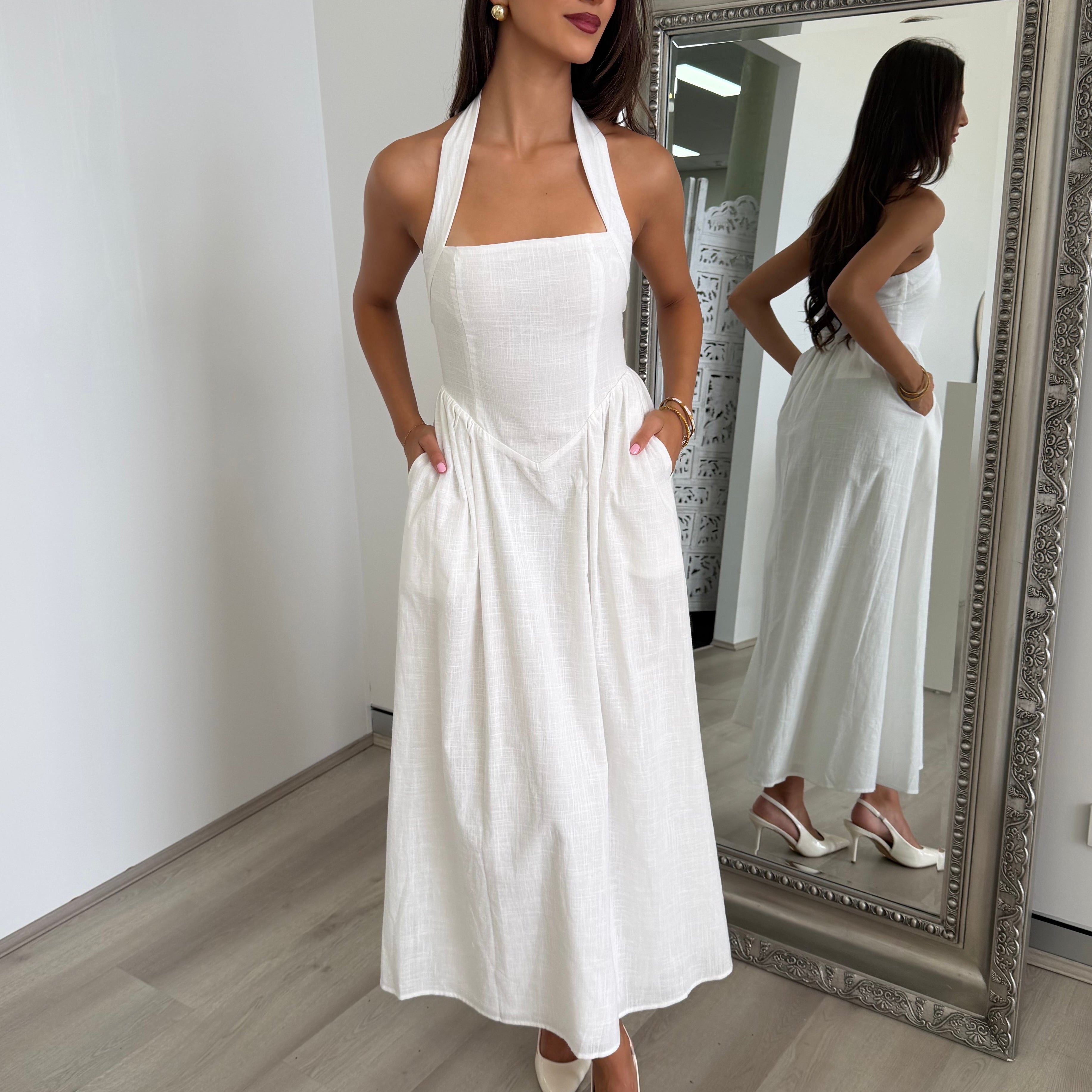 Locklea Midi Dress in White