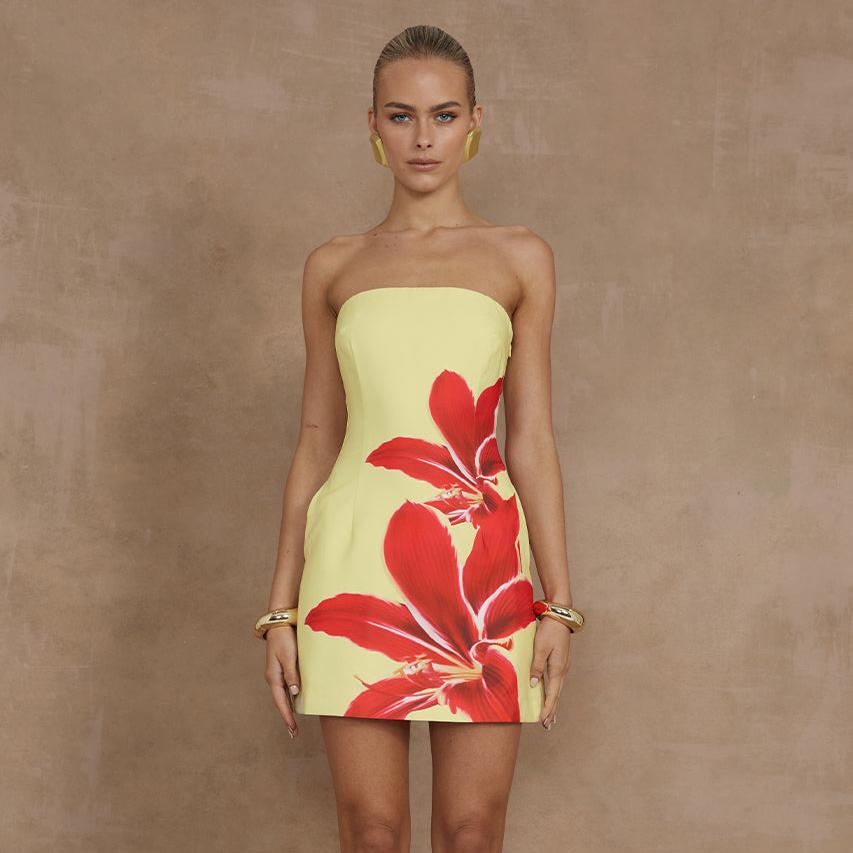 Primrose Mini Dress in Yellow Lily