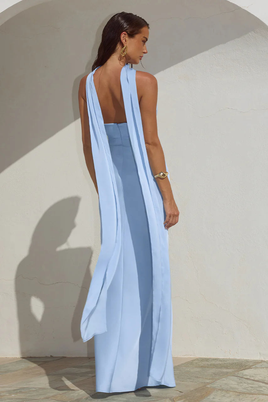 Madeleine Strapless Maxi Dress in Sky Blue