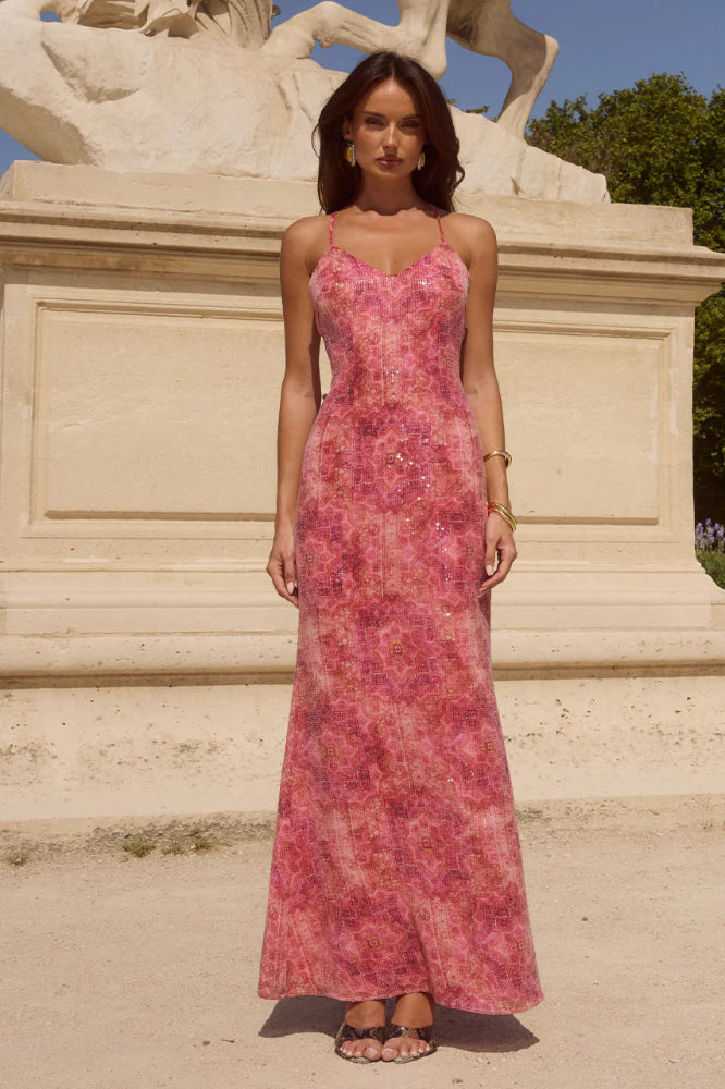 Niyah Maxi Dress in Gaia Pink