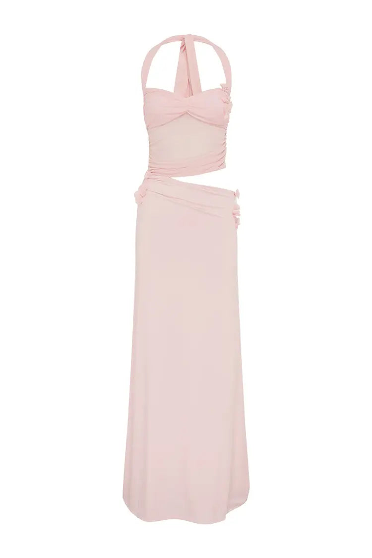 Nalita Halter Cutout Maxi Dress in Petal