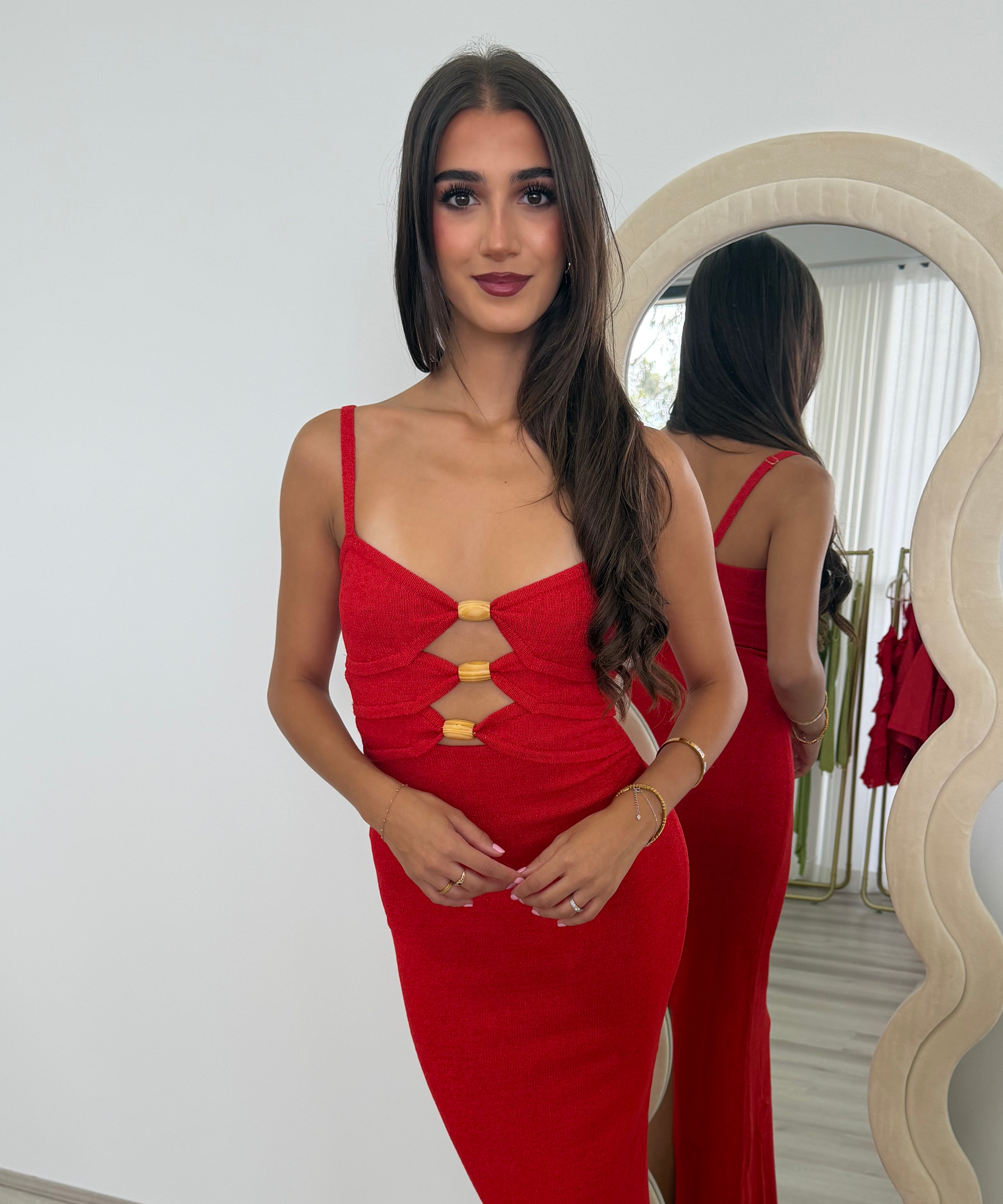 Normani Midi Dress in Red