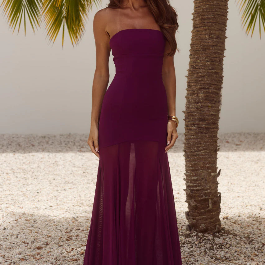 Remi Strapless Maxi Dress in Plum