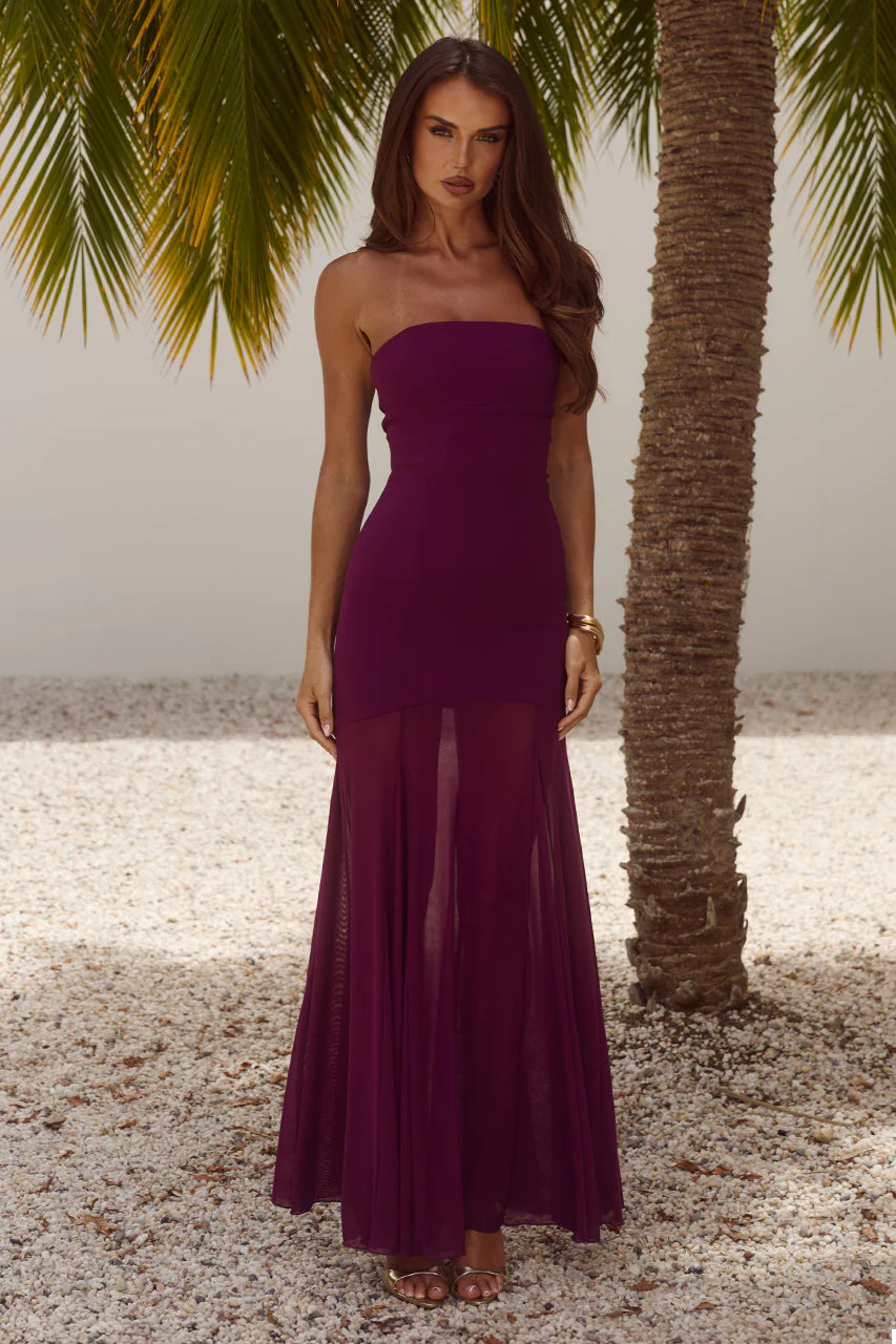 Remi Strapless Maxi Dress in Plum
