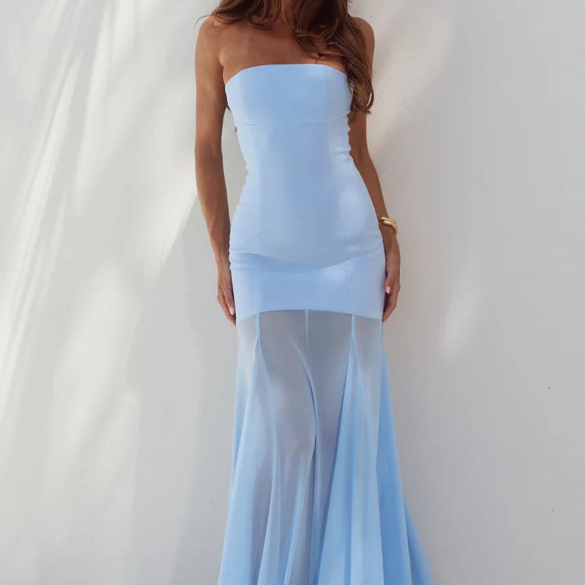 Remi Strapless Maxi Dress in Sky Blue