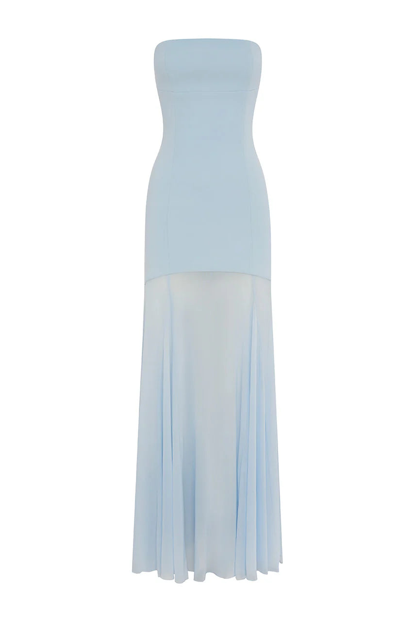 Remi Strapless Maxi Dress in Sky Blue