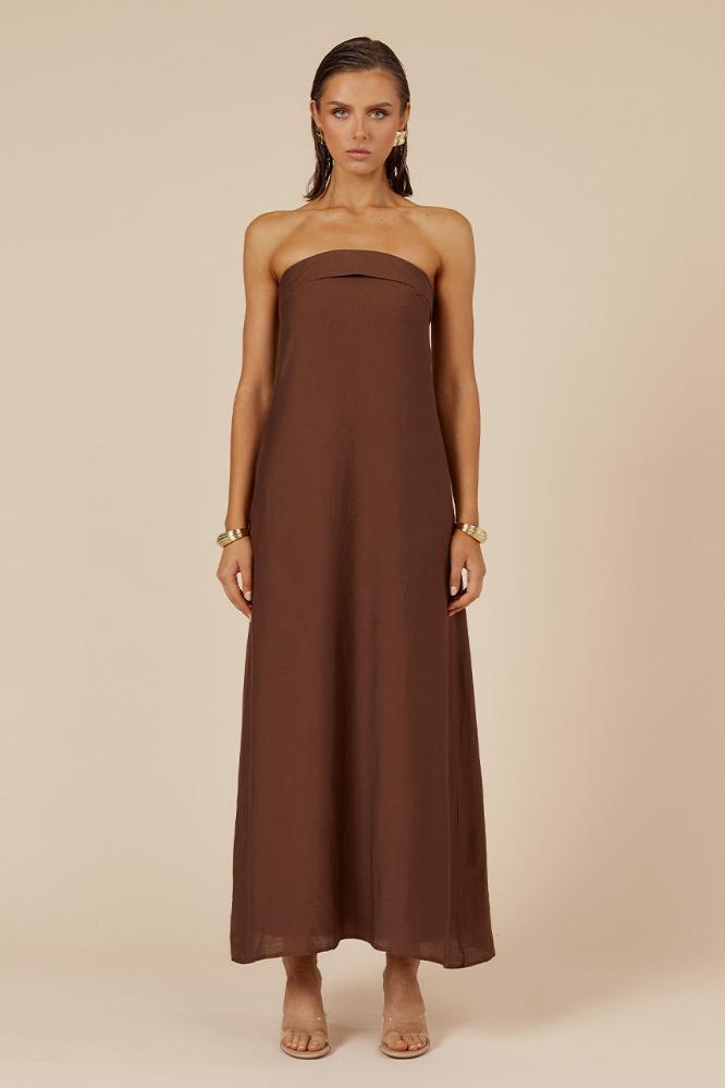 Saphira Maxi Dress in Chocolate