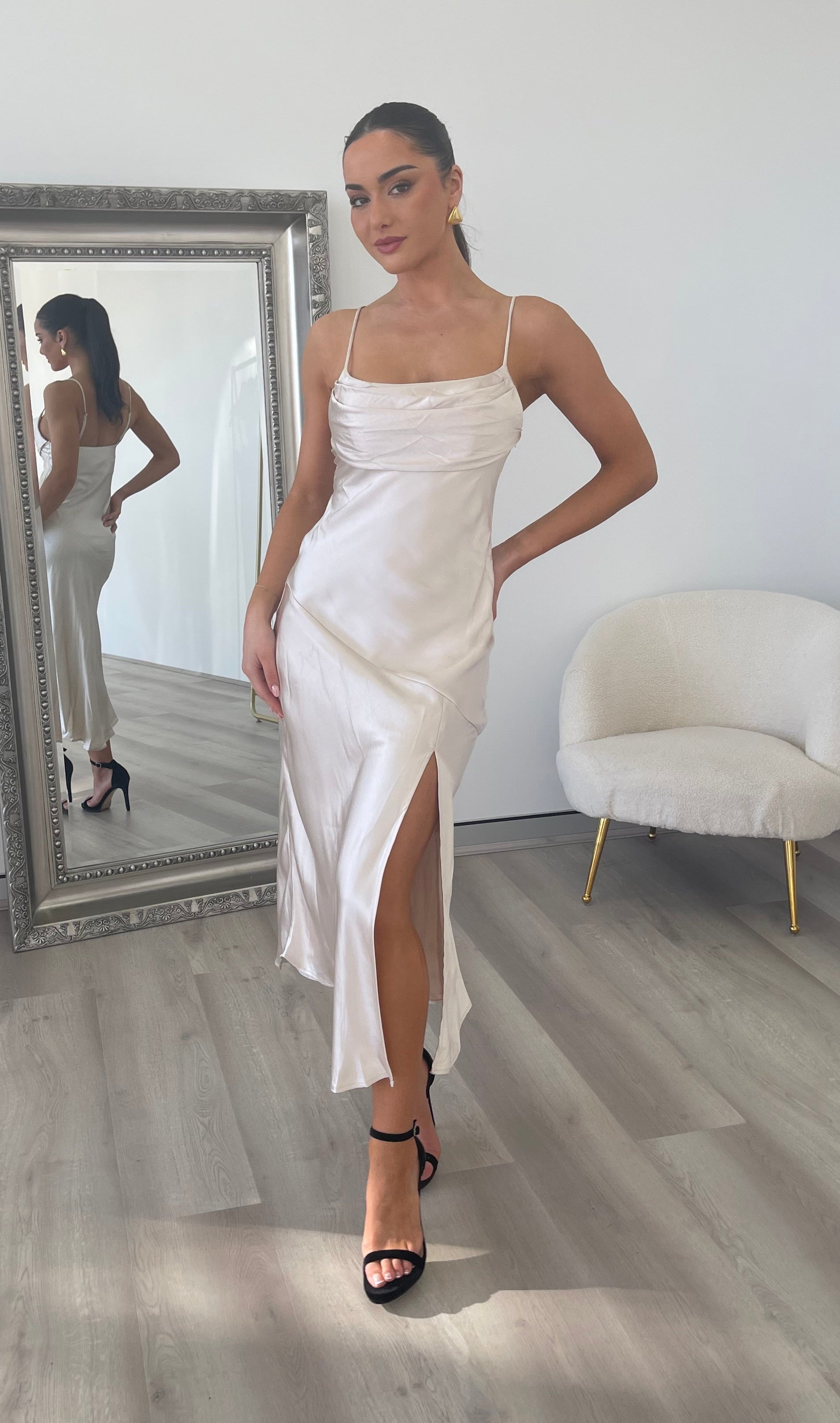 Satin Bridesmaid Dress Champagne