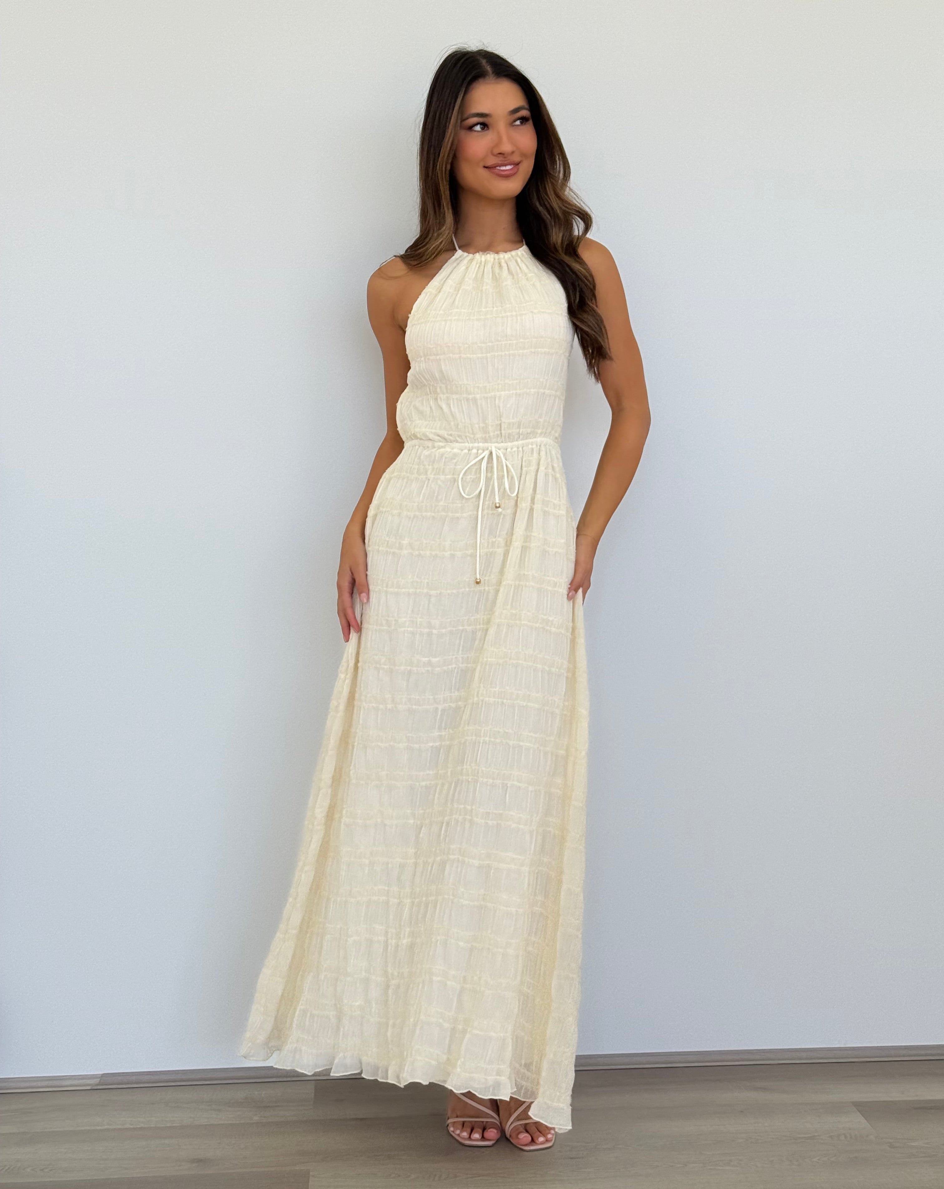 Soleil Halter Maxi Dress in Cream