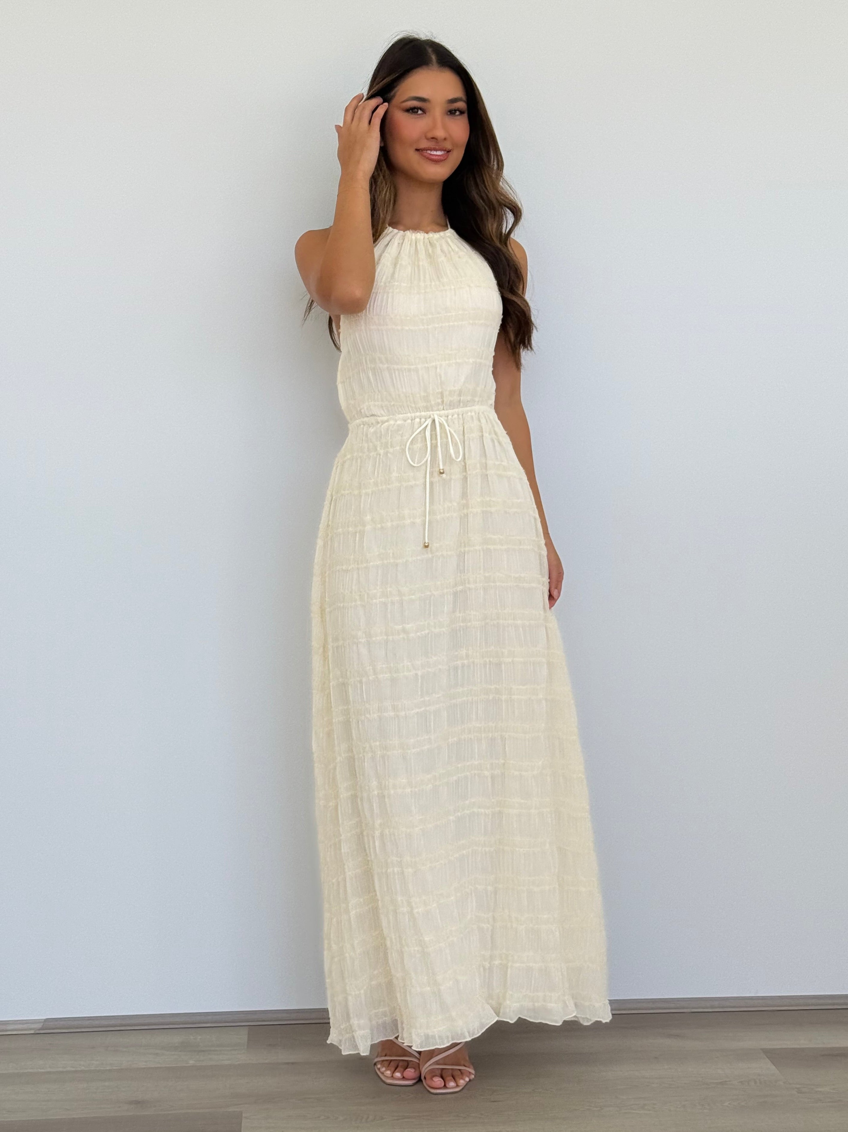 Soleil Halter Maxi Dress in Cream