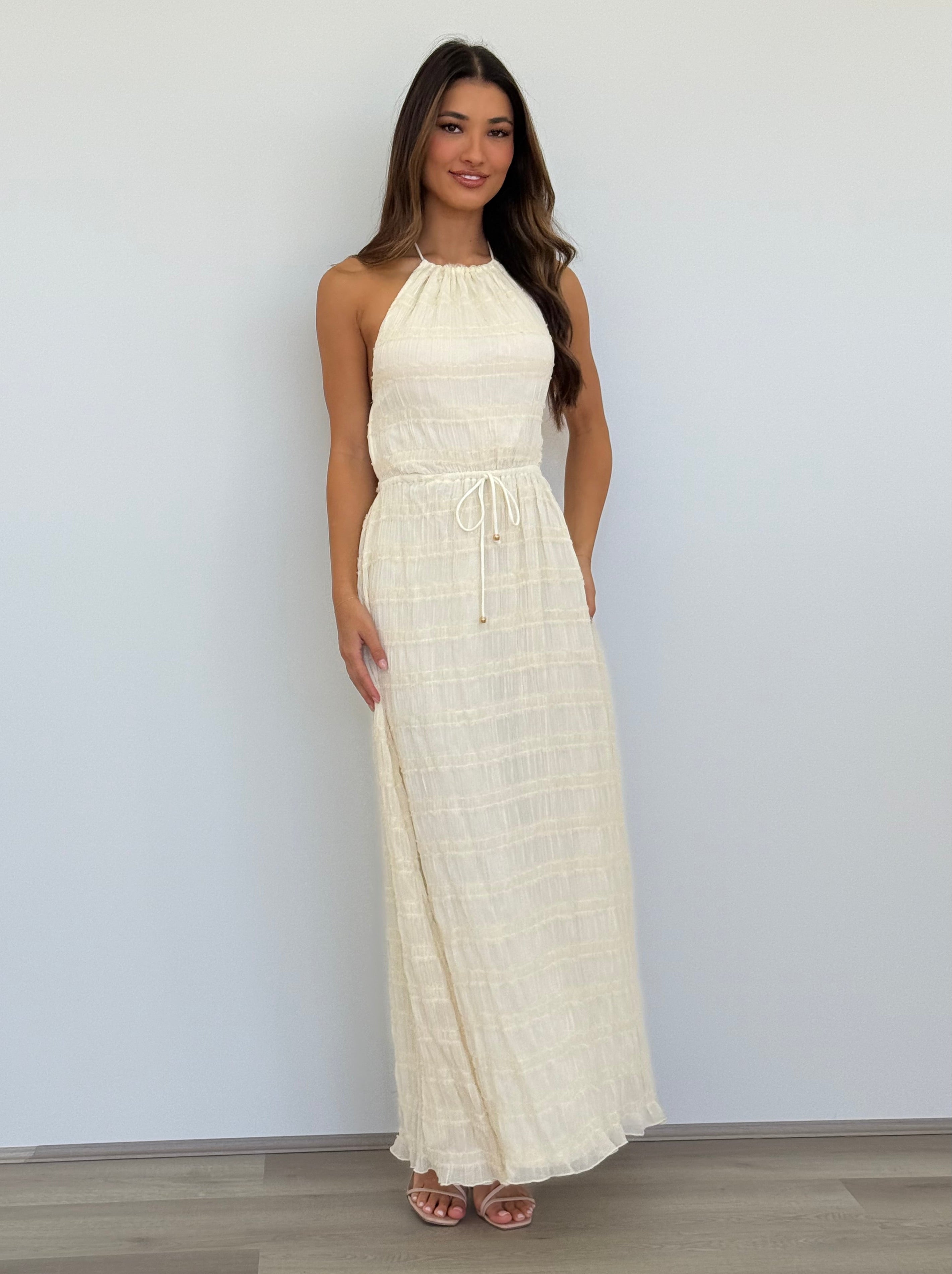 Soleil Halter Maxi Dress in Cream