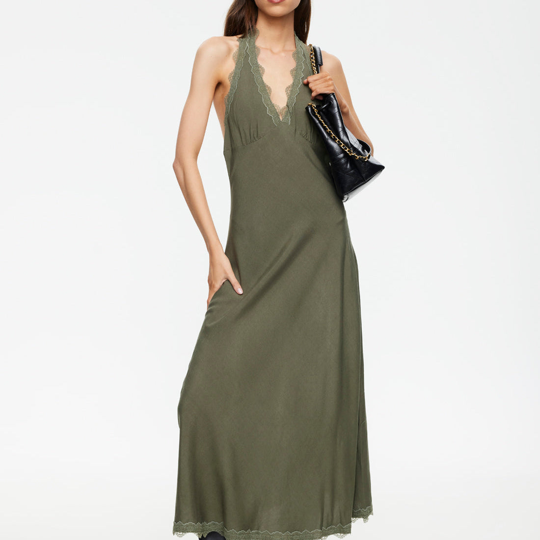 Stars Align Midi Dress in Khaki by Lioness | Winsome Girl