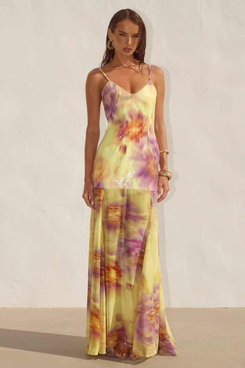 Runaway The Label - Tulia Low Back Maxi Dress in Suri Yellow