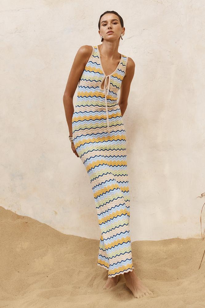 Isabo Maxi Dress in Blue Multi