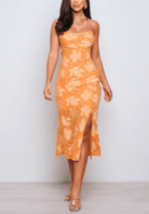 Hailey Midi Slip Dress - Orange